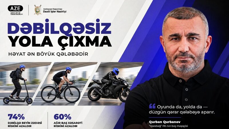 "Dəbilqəsiz yola çıxma - həyat ən böyük qələbədir" maarifləndirmə kampaniyasına start verildi