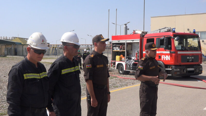 FHN Heydər Əliyev adına Neft Emalı Zavodunda yanğın-taktiki təlim keçirdi -
