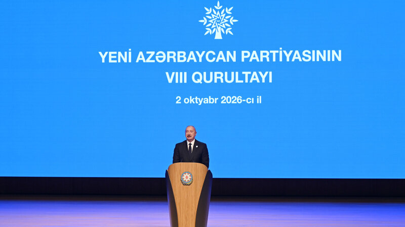 Yeni Azərbaycan Partiyasının VIII Qurultayı keçirilir, İlham Əliyev çıxış edib -