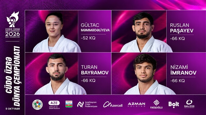 Dünya çempionatı: Azərbaycanın 4 cüdoçusu tatamiyə çıxacaq