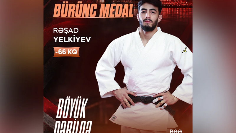 Azərbaycan cüdoçusu Rəşad Yelkiyev "Böyük Dəbilqə" turnirində bürünc medal qazandı