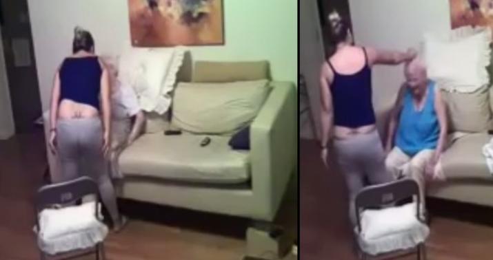 Baxıcı yaşlı qadını belə döydü - VİDEO