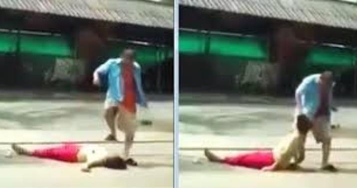 Kişi ona xəyanət edən qadını küçənin ortasında… - VİDEO