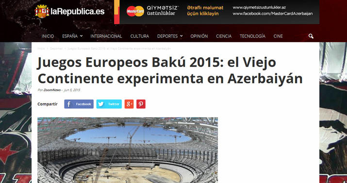 İspan jurnalistdən "Bakı 2015"ə dəstək