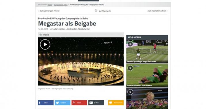 “Sport1” telekanalının saytı Avropa Oyunları barədə məqalə yayıb