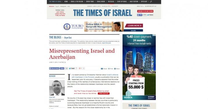 “The Times of Israel”: Bu gün Azərbaycan Cənubi Qafqazın güclü və qüdrətli müstəqil dövlətidir
