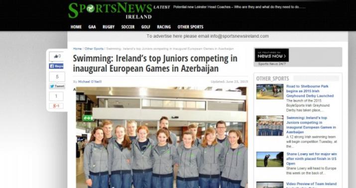 “Sportsnewsireland” portalı irlandiyalı idmançıların Bakı təəssüratlarından yazır